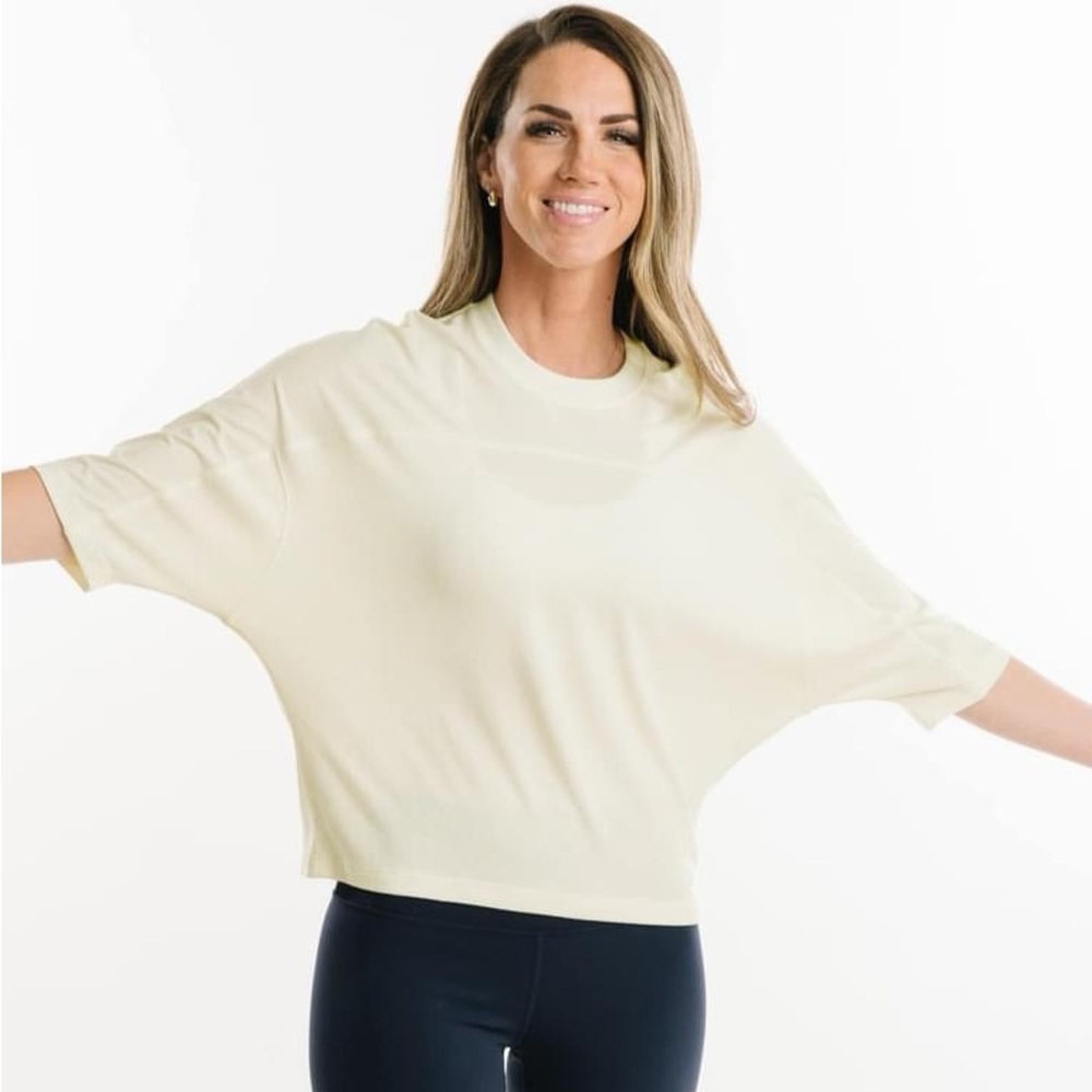 Cream Boyfriend Lounge Mesh T Shirt ZYIA medium NWT 2131